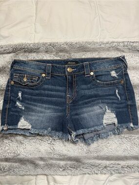 True Religion JOEY size 31 Distressed Dark Blue Denim Women’s Shorts NWOT